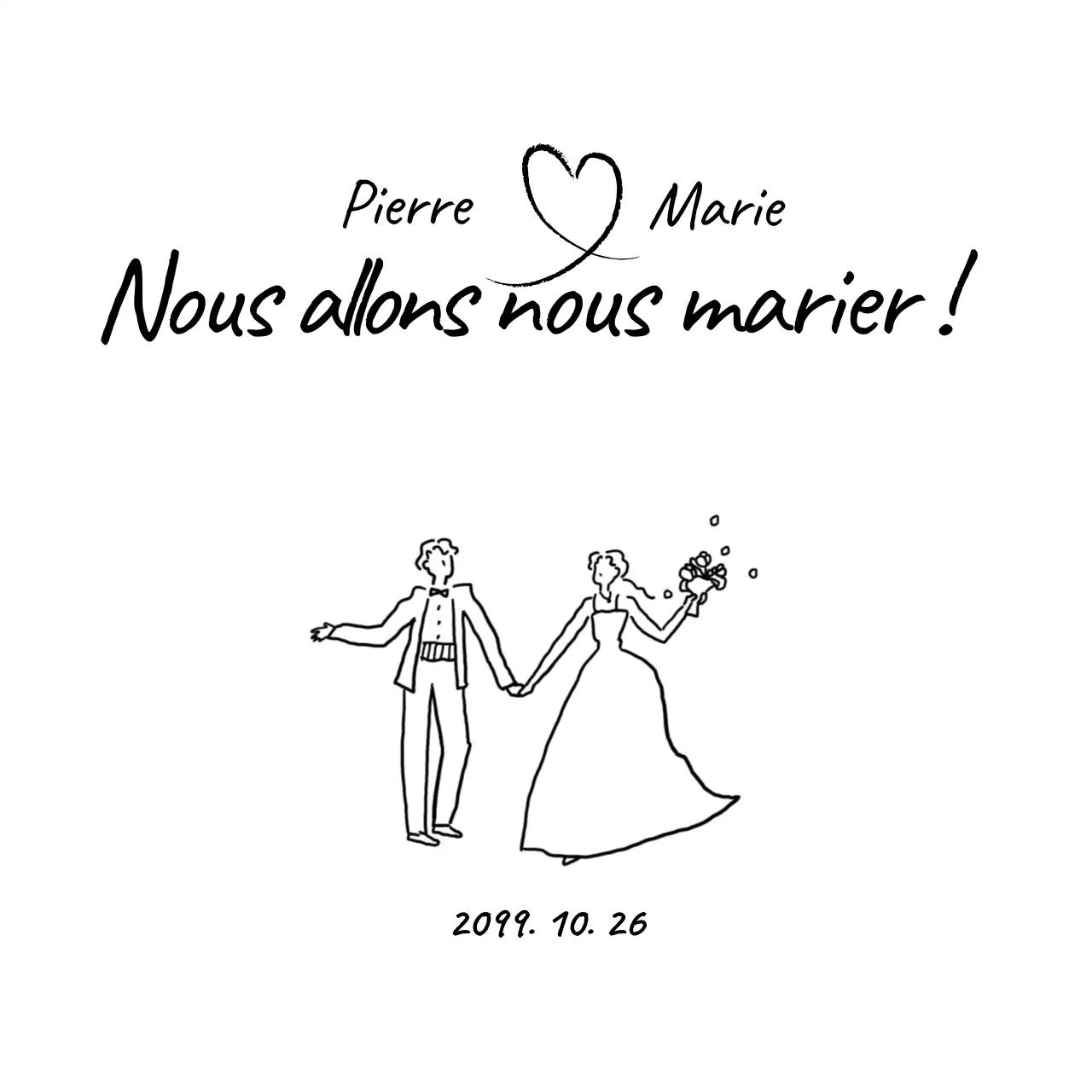 Faire-part de mariage simple et noir