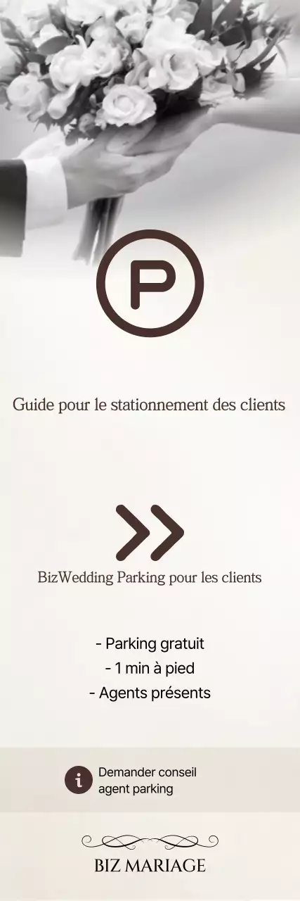 Guide de stationnement simple pour un mariage en noir et blanc