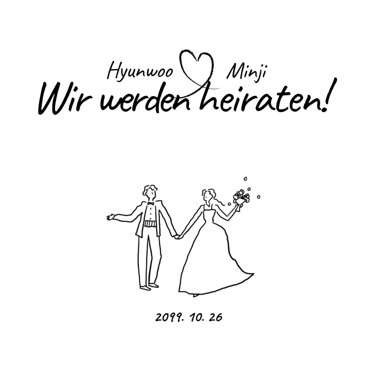 Schwarze einfache Hochzeitseinladung
