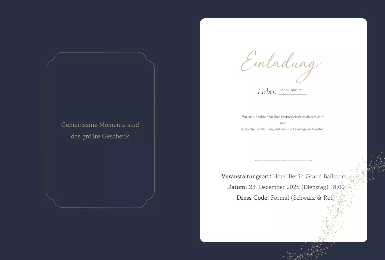 Marineblaue elegante Partyeinladung