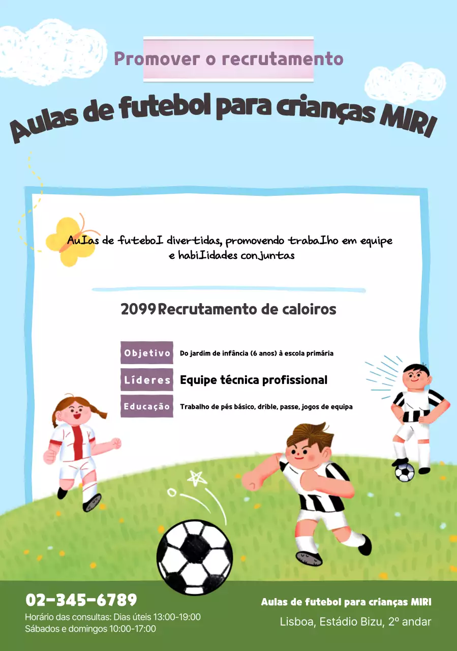 Recrutamento de futebol fofo azul-celeste