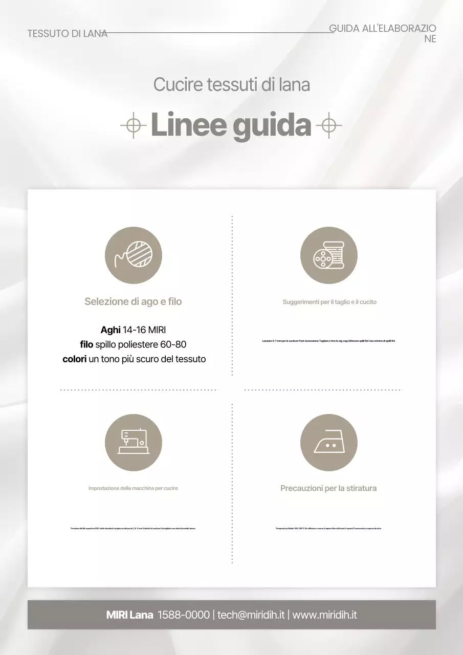 Istruzioni per la lavorazione Beige Clean