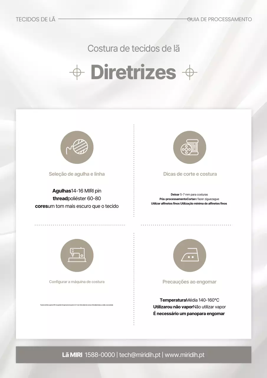 Instruções de processamento de limpeza bege