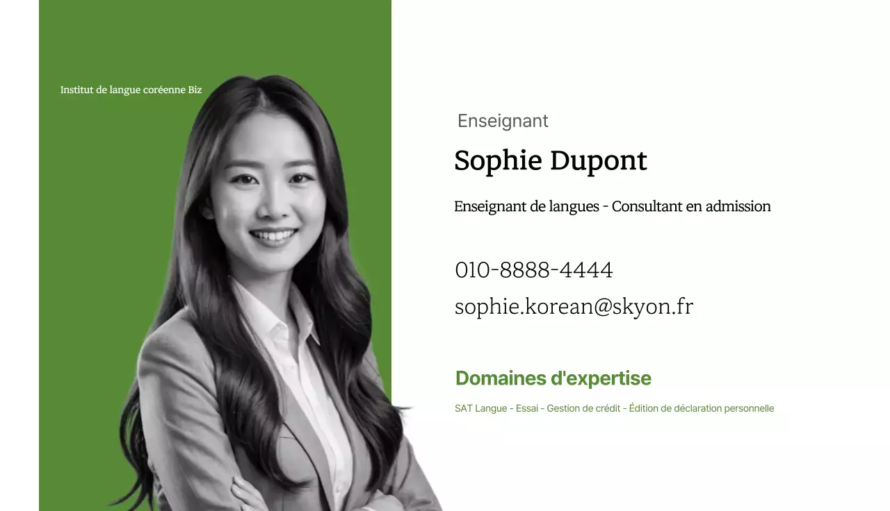 Carte de visite simple et éducative kaki