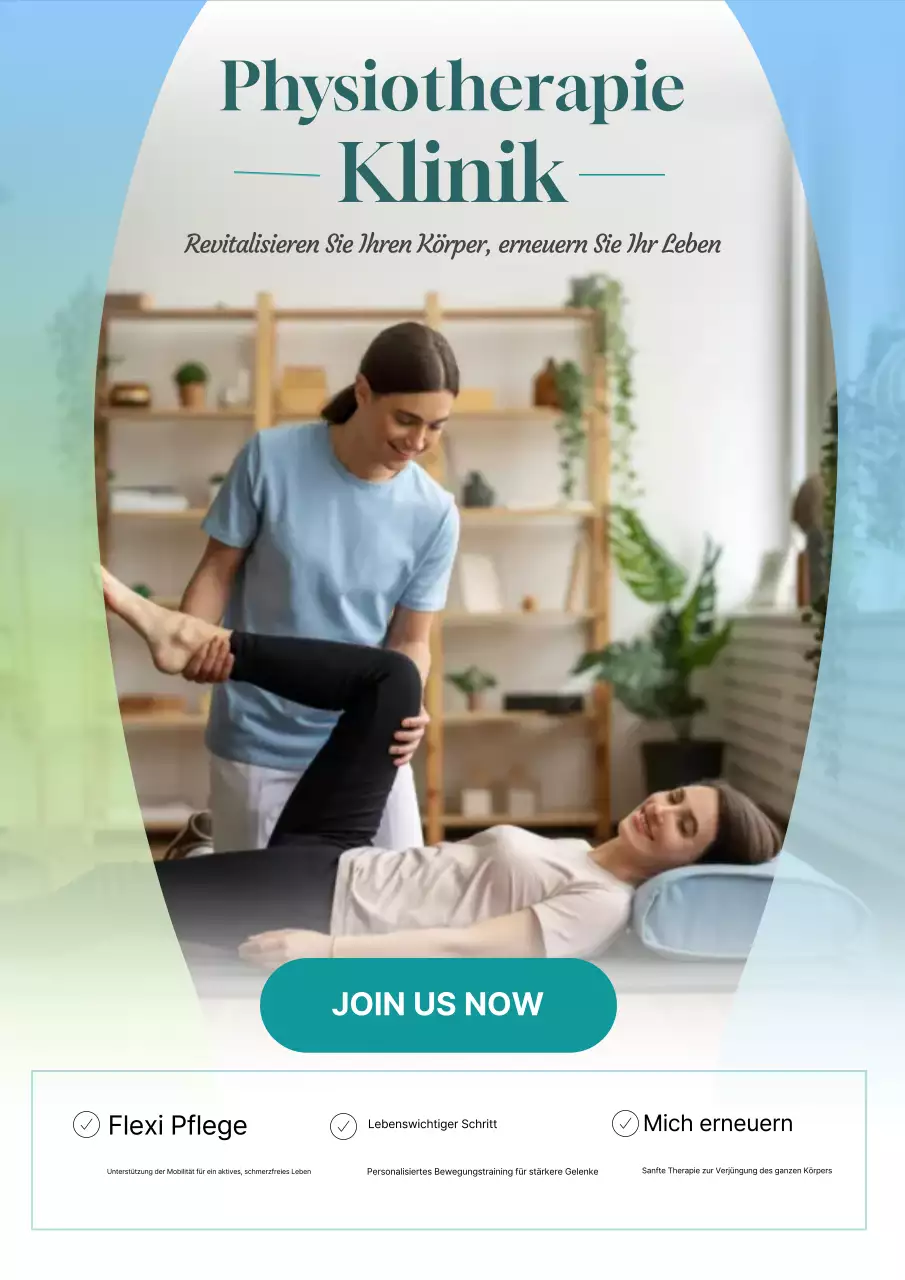 blaugrüne moderne Physiotherapie-Werbung
