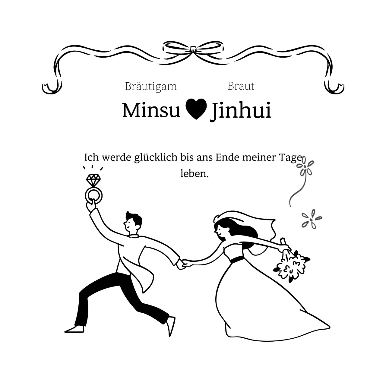 Einfache Hochzeitseinladung in Schwarz und Weiß