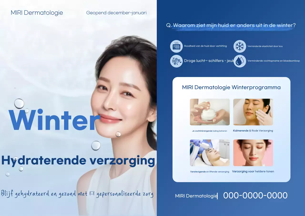 Advertentie voor blauwe, schone huidverzorging