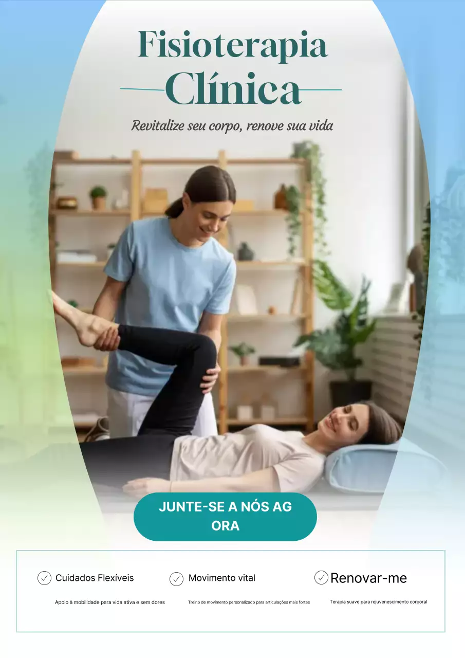 promoção de fisioterapia moderna azul-petróleo