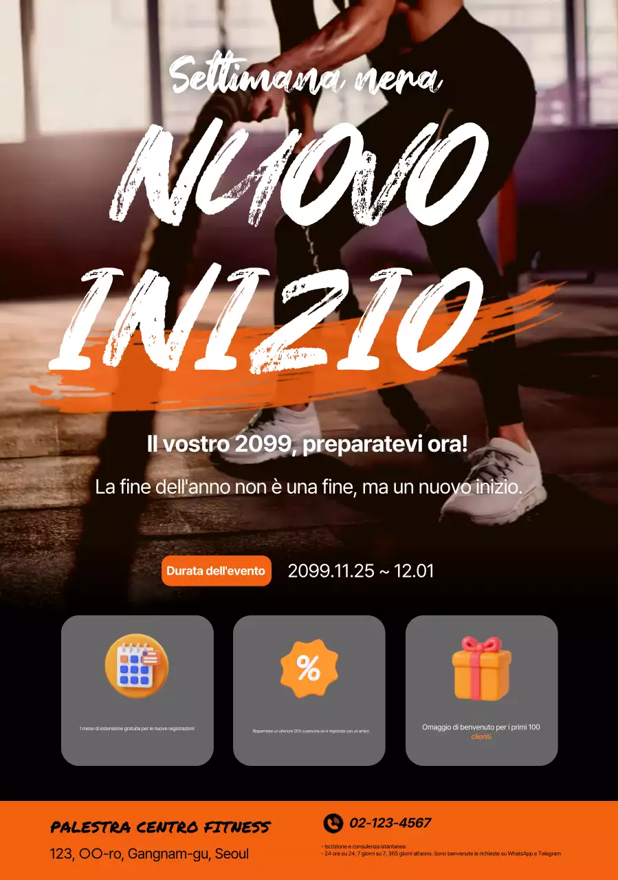 Evento di fitness moderno arancione