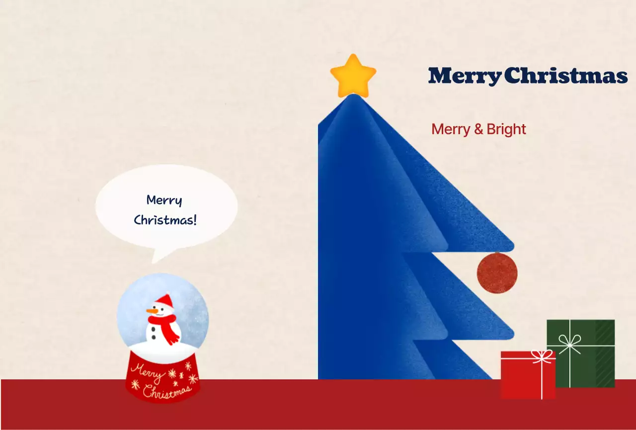 Blue Simple Christmas Card