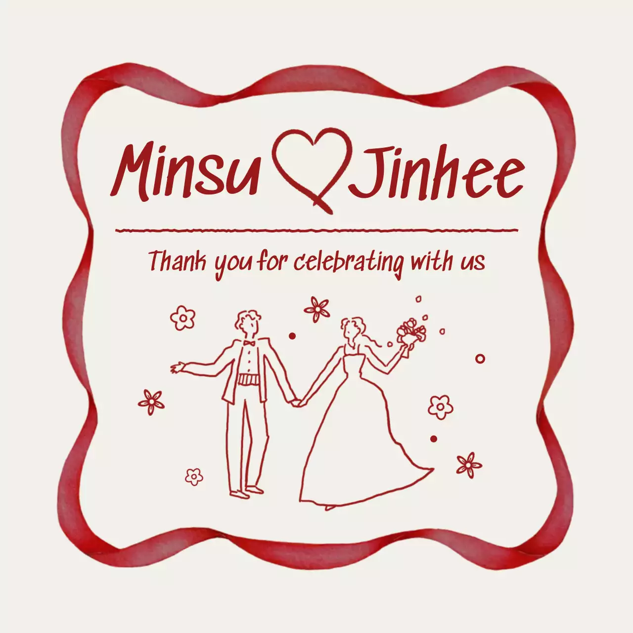 Stiker Pernikahan Sederhana Merah