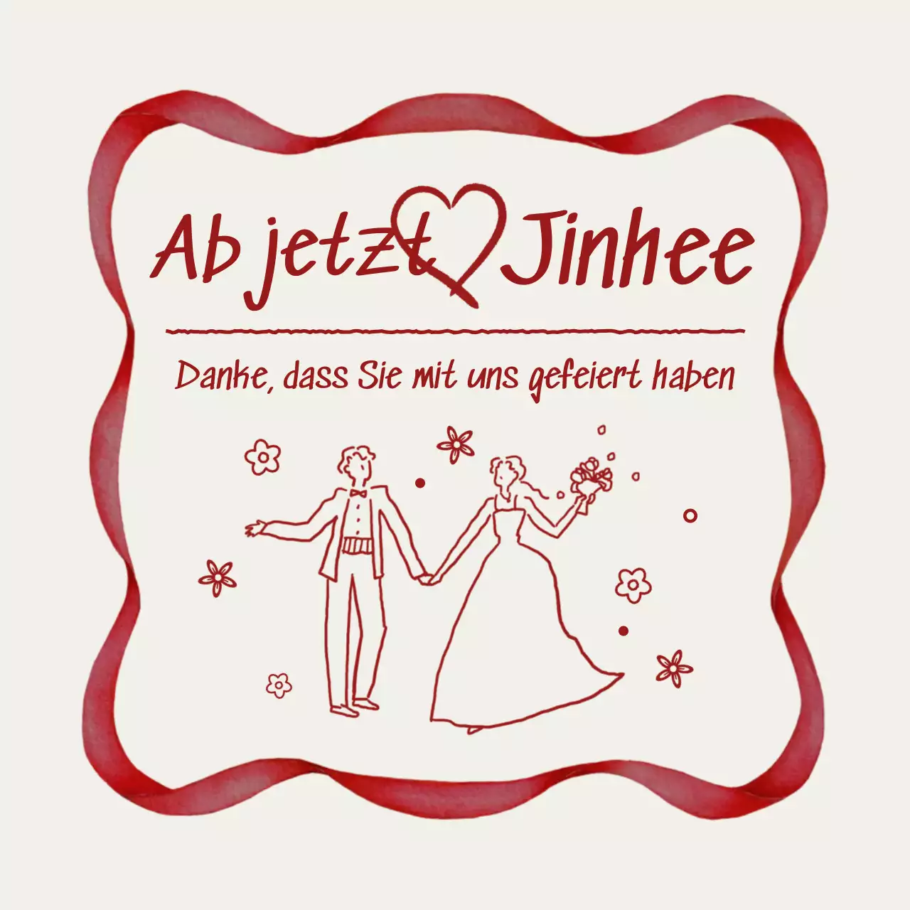 Roter einfacher Hochzeitsaufkleber