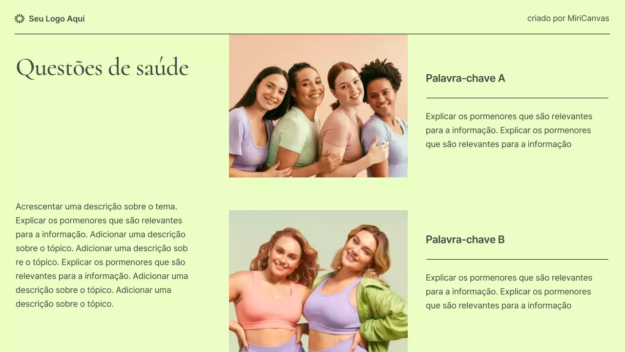 Apresentação informativa sobre saúde feminina moderna em tons pastel