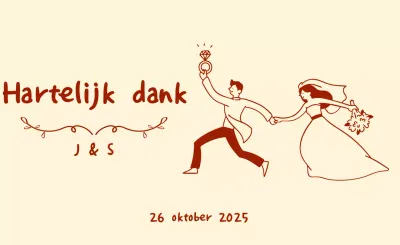 Beige Eenvoudige Bruiloft Bedankje