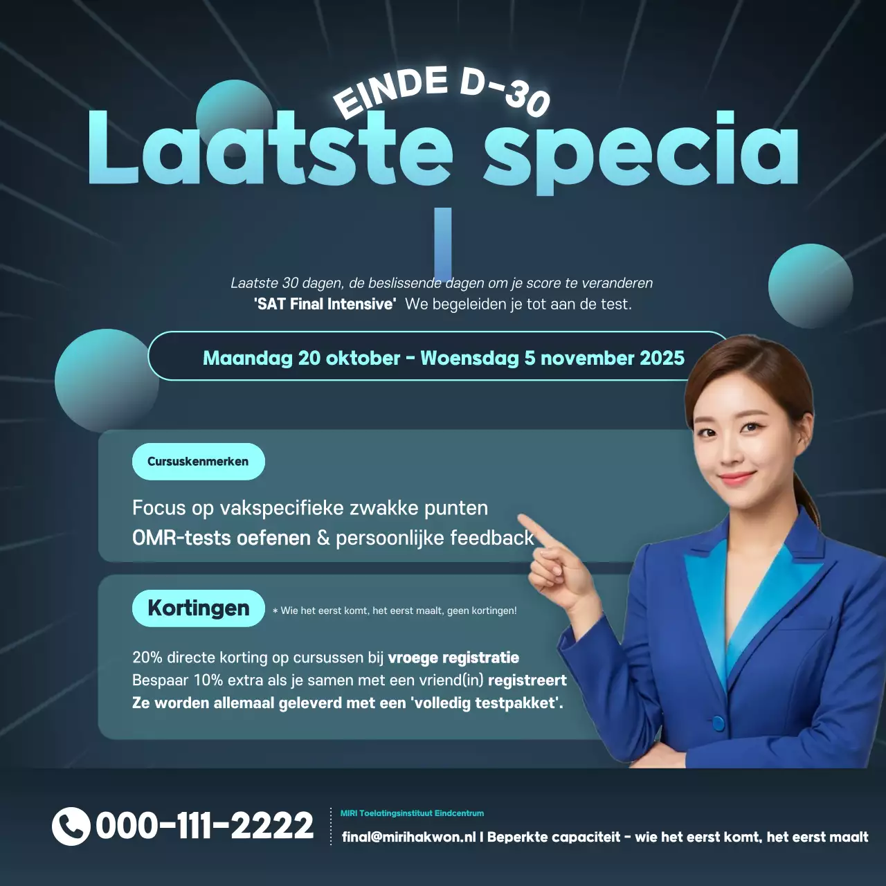 Marineblauwe moderne onderwijsadvertentie