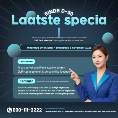 Marineblauwe moderne onderwijsadvertentie