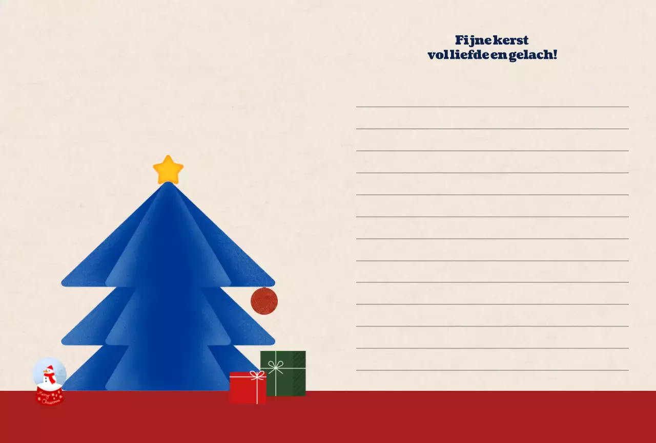 Blauwe eenvoudige kerstkaart