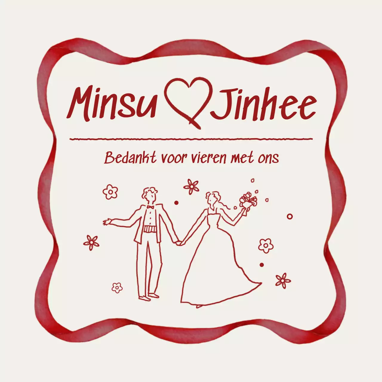 Rode eenvoudige trouwsticker