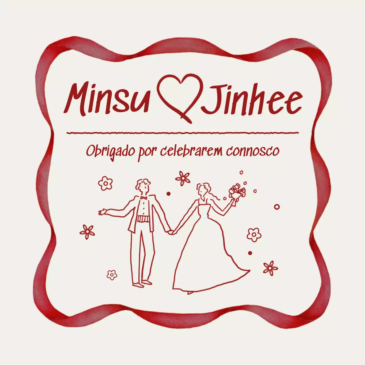 Adesivo de casamento simples vermelho