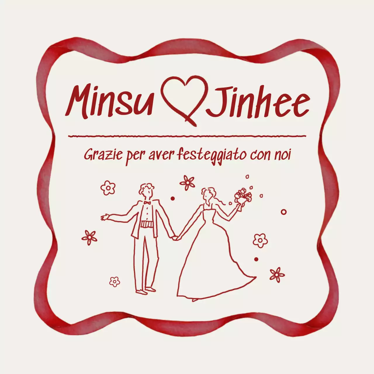 Adesivo semplice rosso per matrimonio