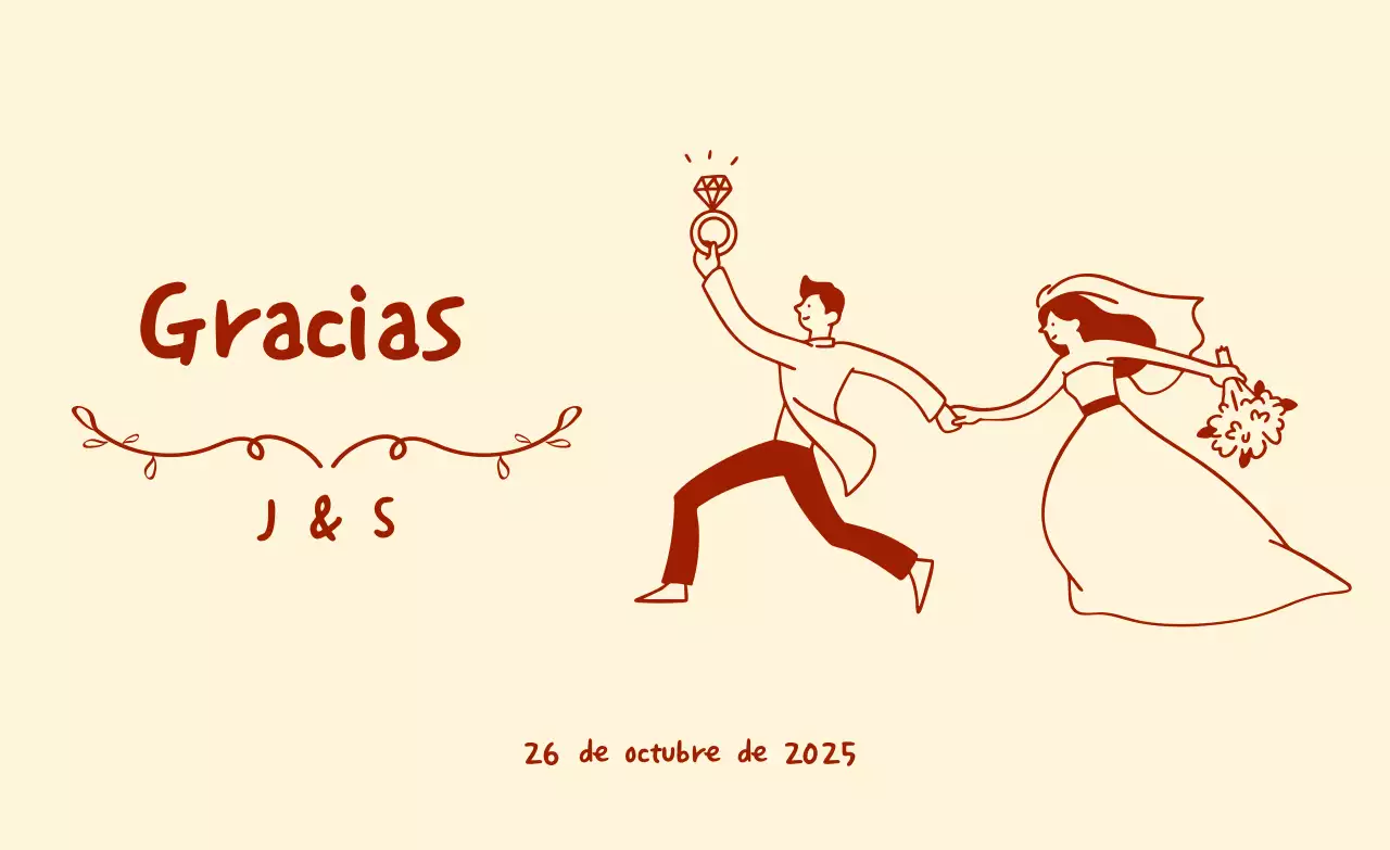 Gracias por su boda sencilla en beige