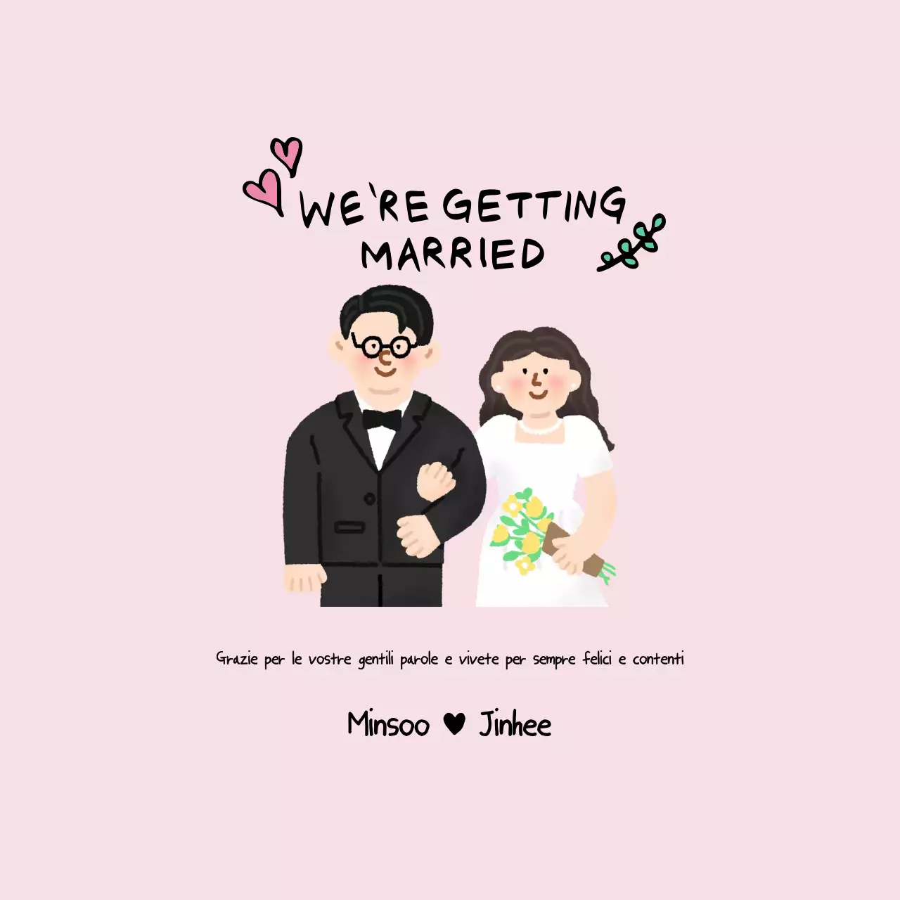 Invito di nozze rosa per neonati