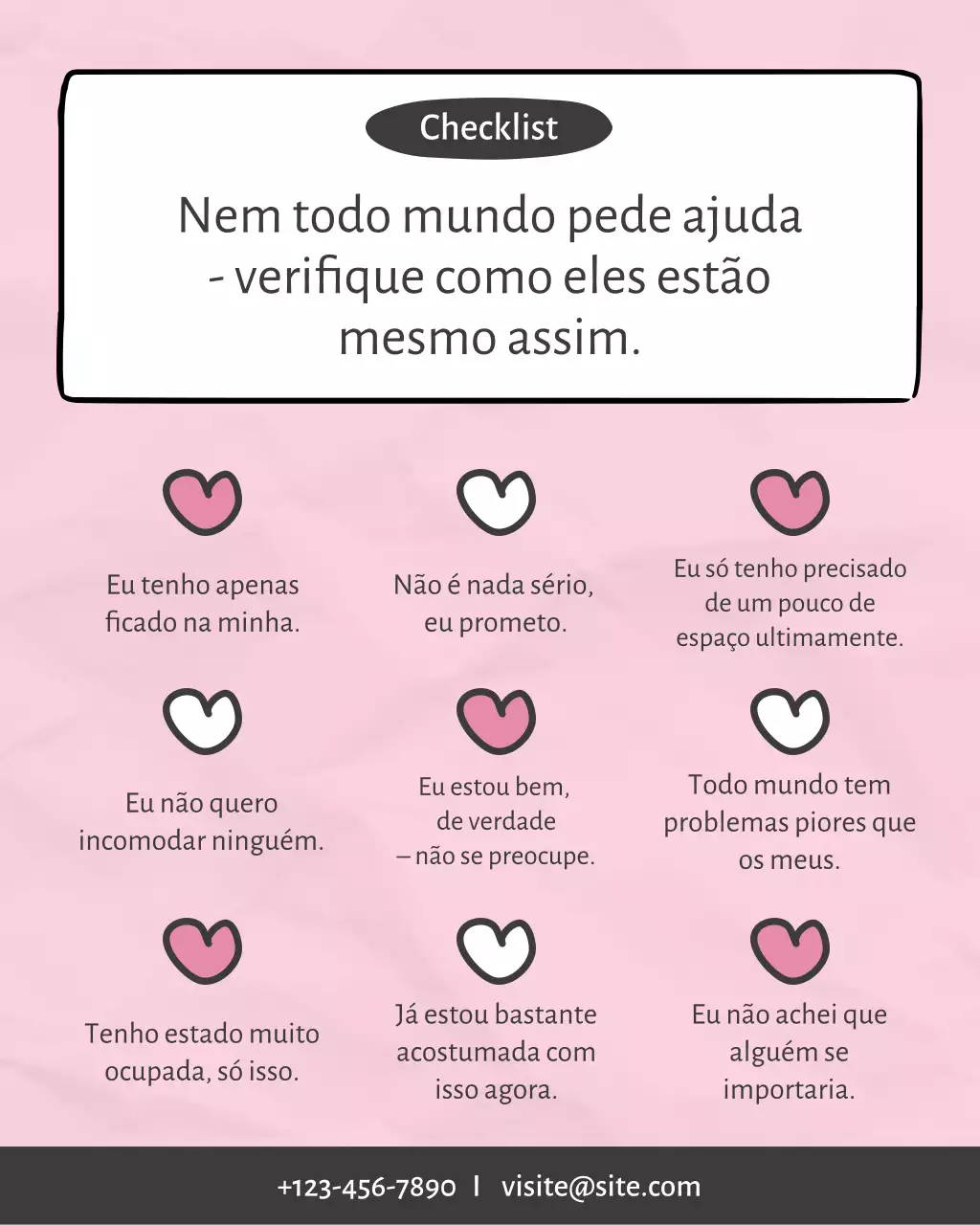 Postagem de lista de verificação de saúde mental mínima rosa