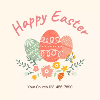 Coral Floral Easter Invitation Instagram Post