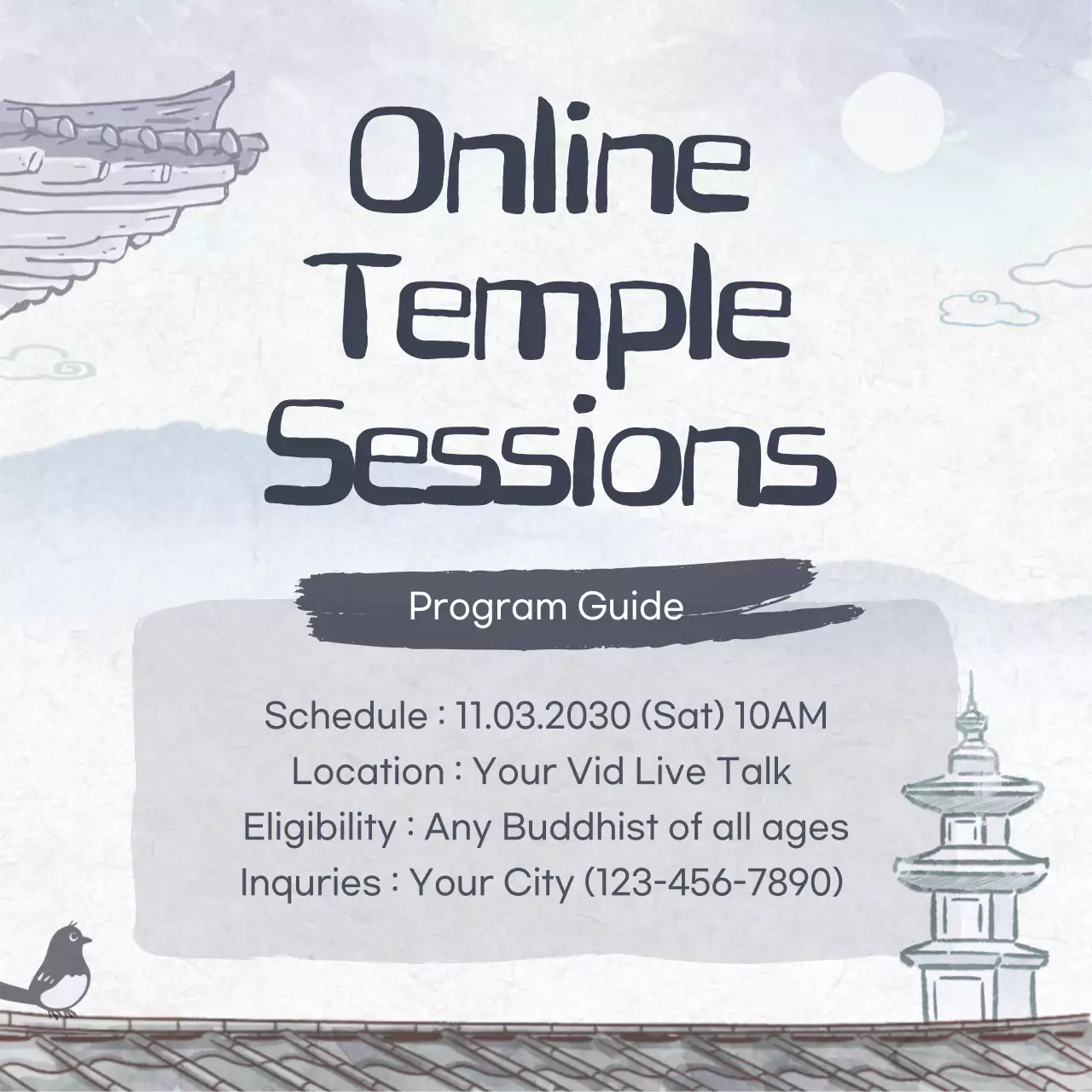 Grey Traditional Temple Guide Instagram Post