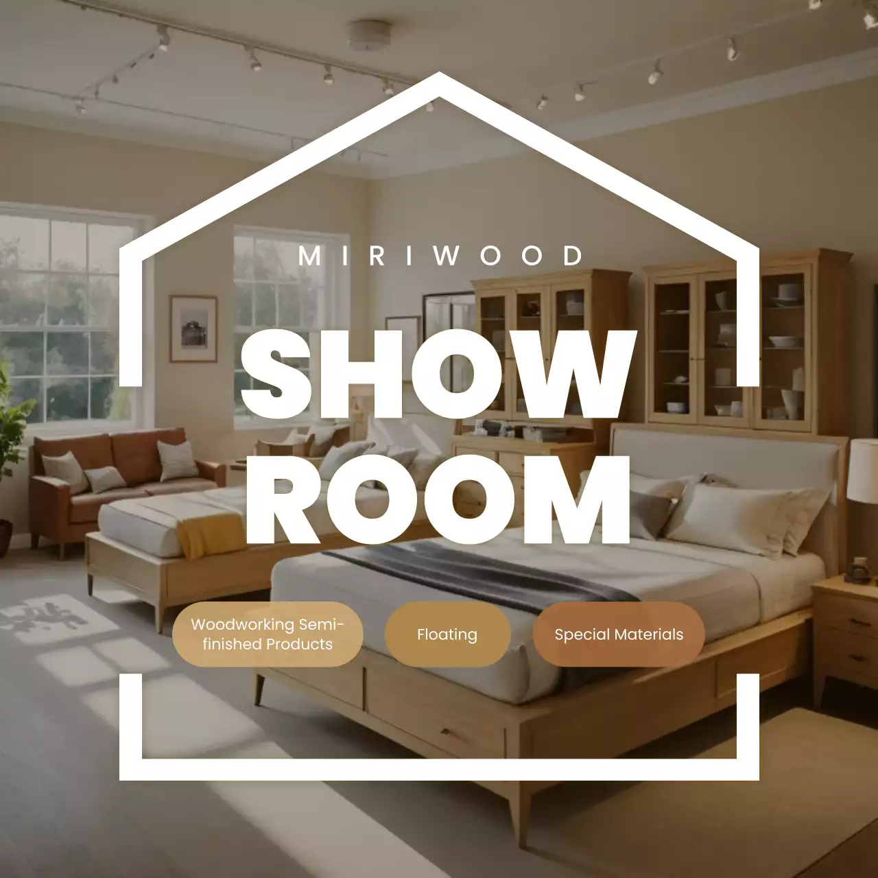 iklan ruang pamer modern berwarna krem