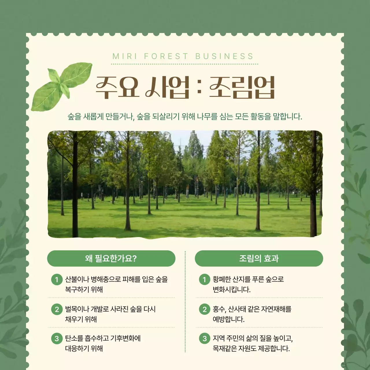 초록 심플 사업 소개 홍보