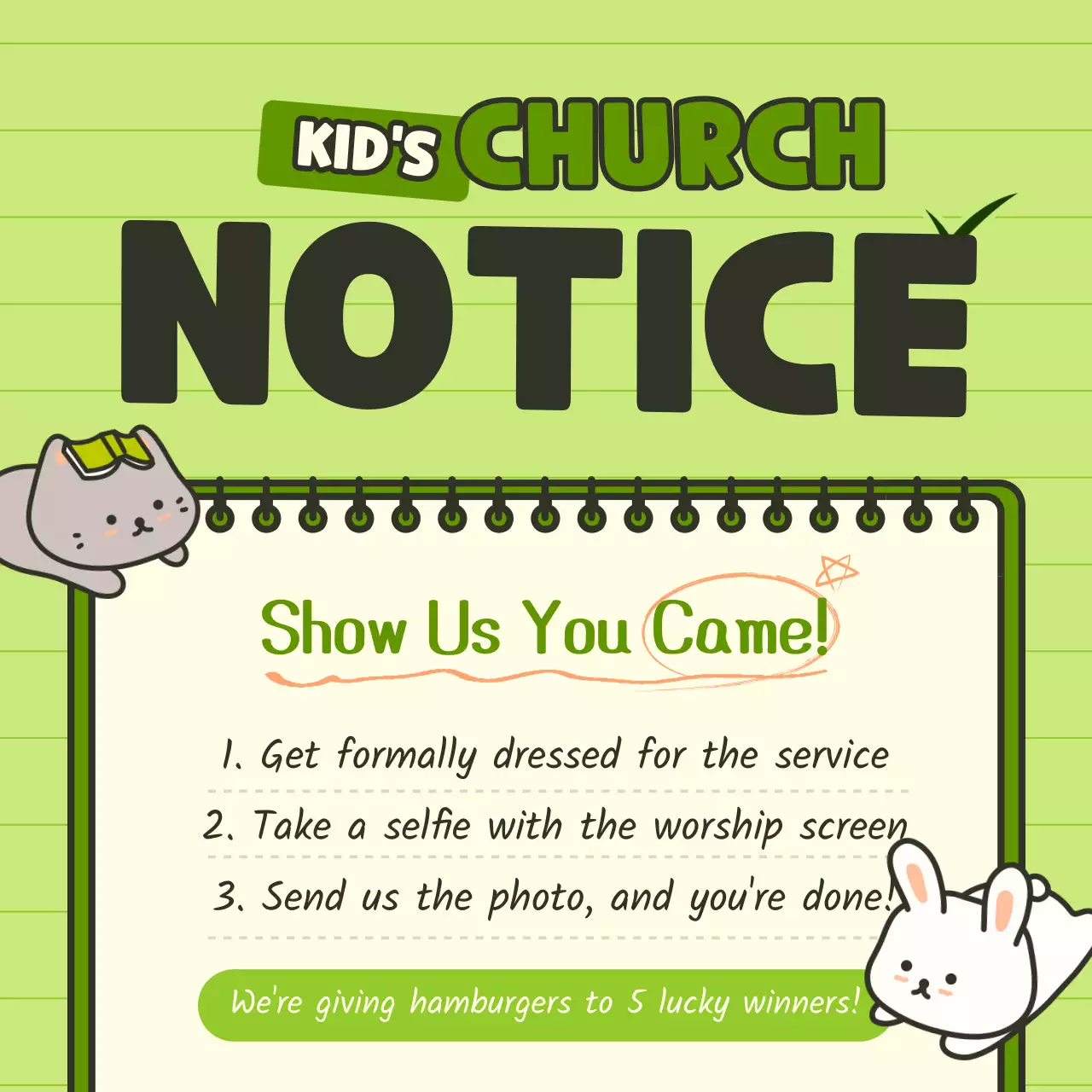 Green Cute Church Notice Instagram Post