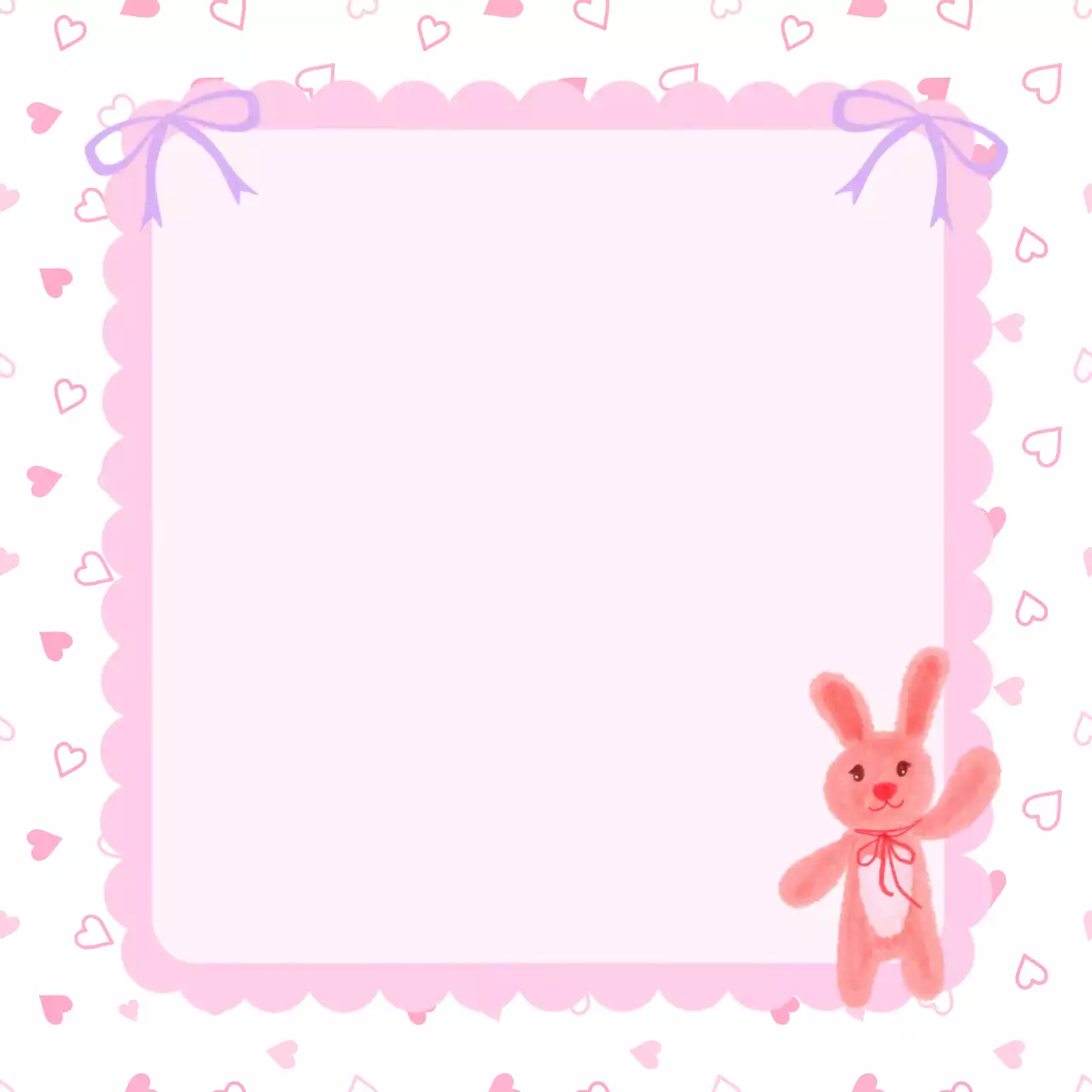 핑크 아기자기한 러블리 토끼 리본 문구