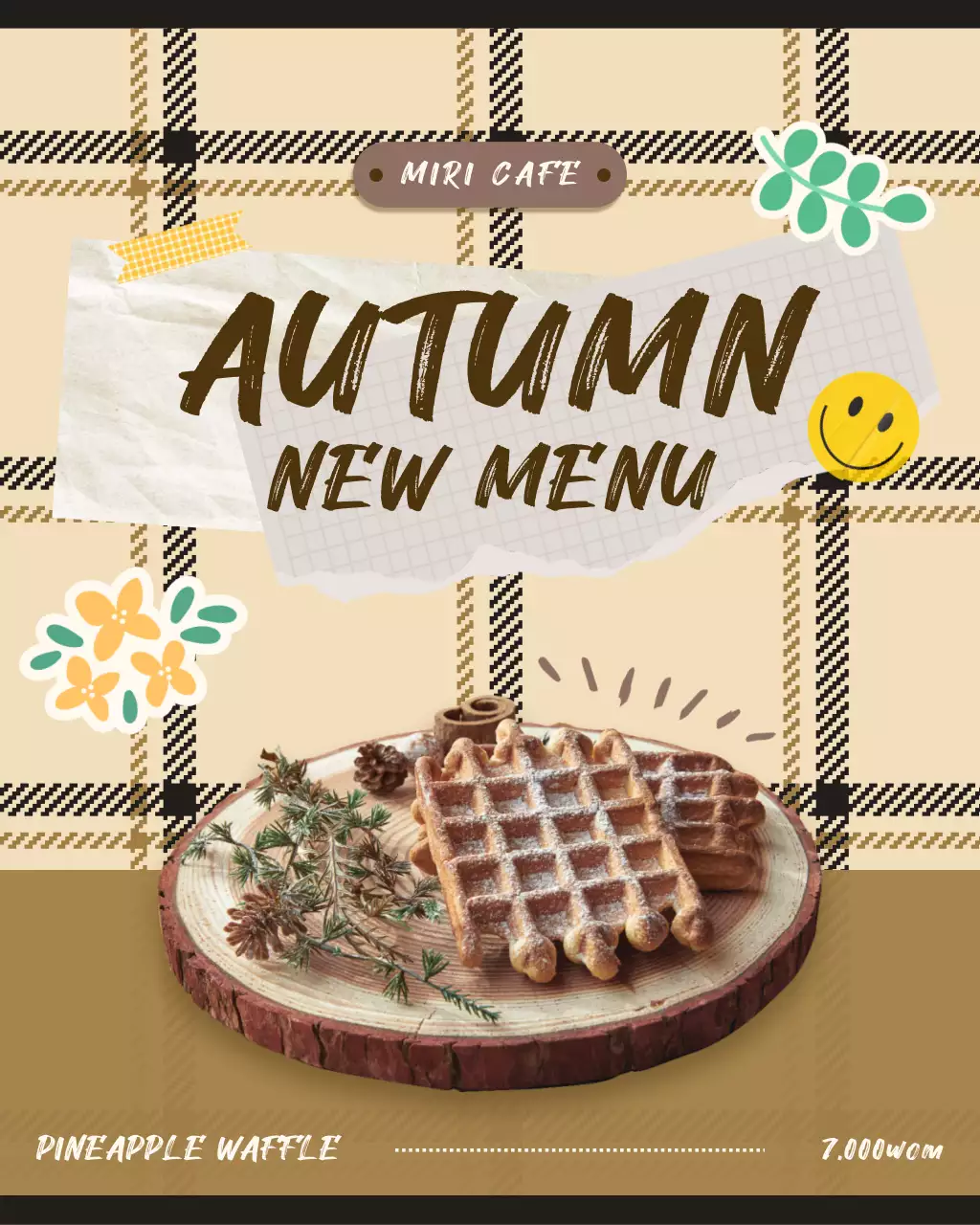 베이지 빈티지 카페 메뉴 홍보