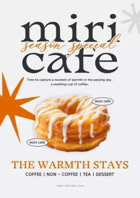 주황 모던 카페 메뉴 홍보