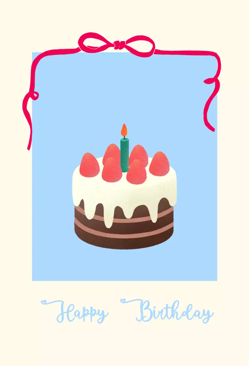 파란색 심플한 생일 축하 인사