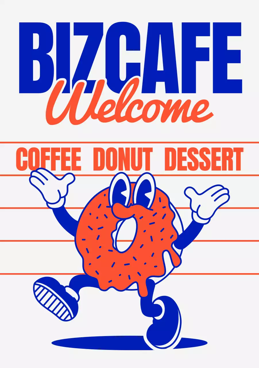 주황 레트로 카페 광고