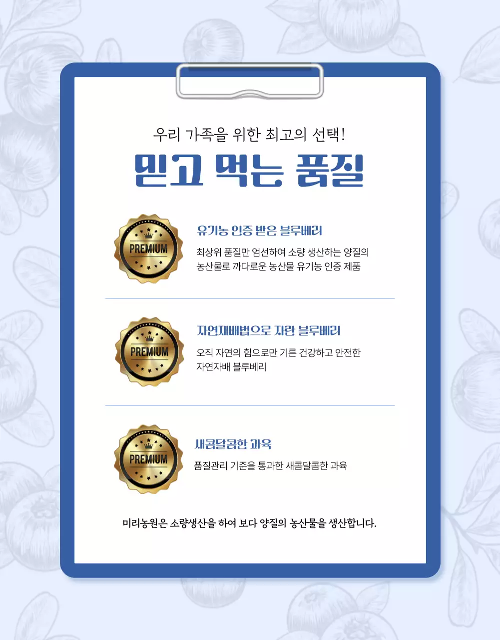 하늘색 모던 유기농 농산물 안내