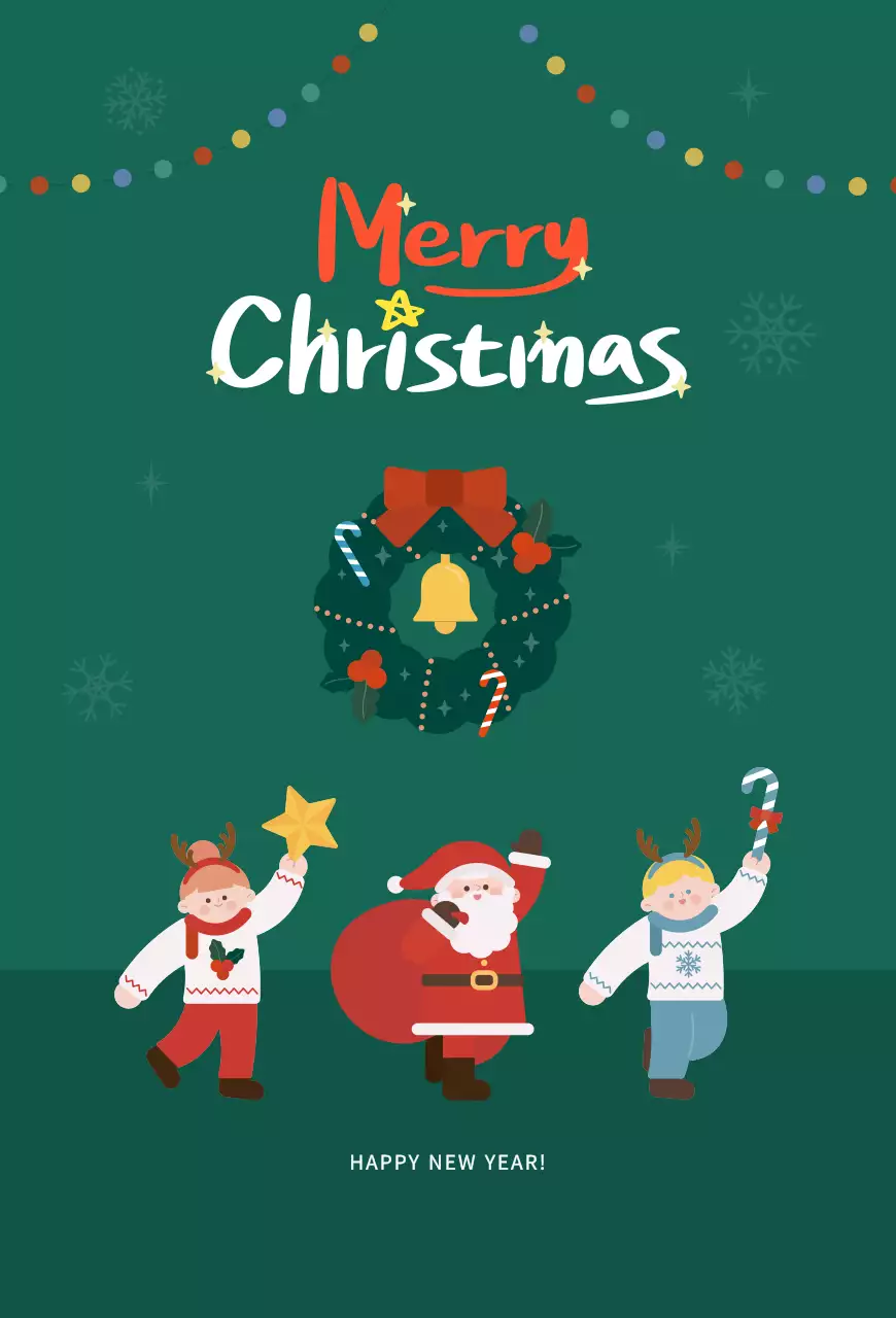 Saudações de Natal Verdes e Fofas