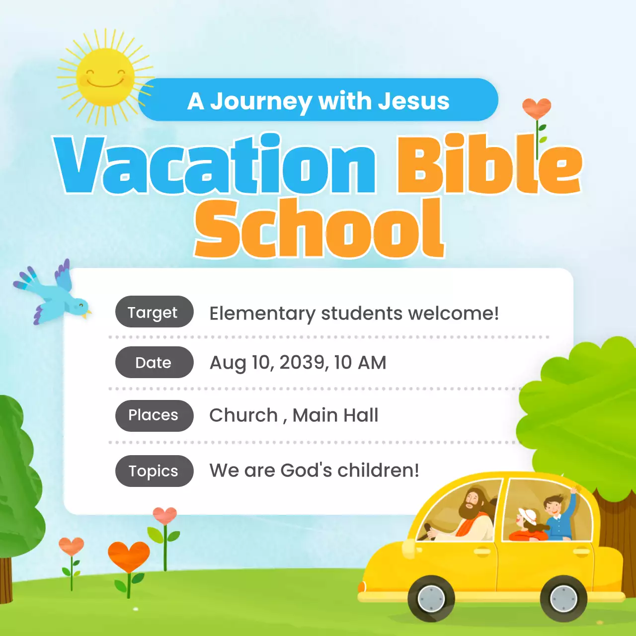 Blue Cheerful School Announcement Instagram Post