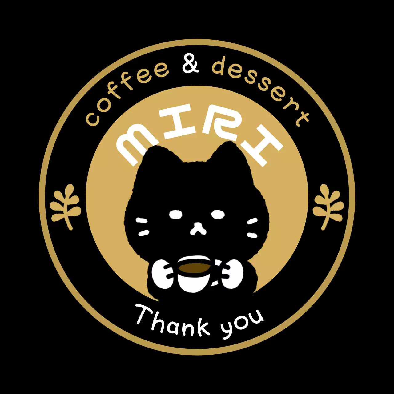 黒 シンプル カフェ ロゴ キャラクター