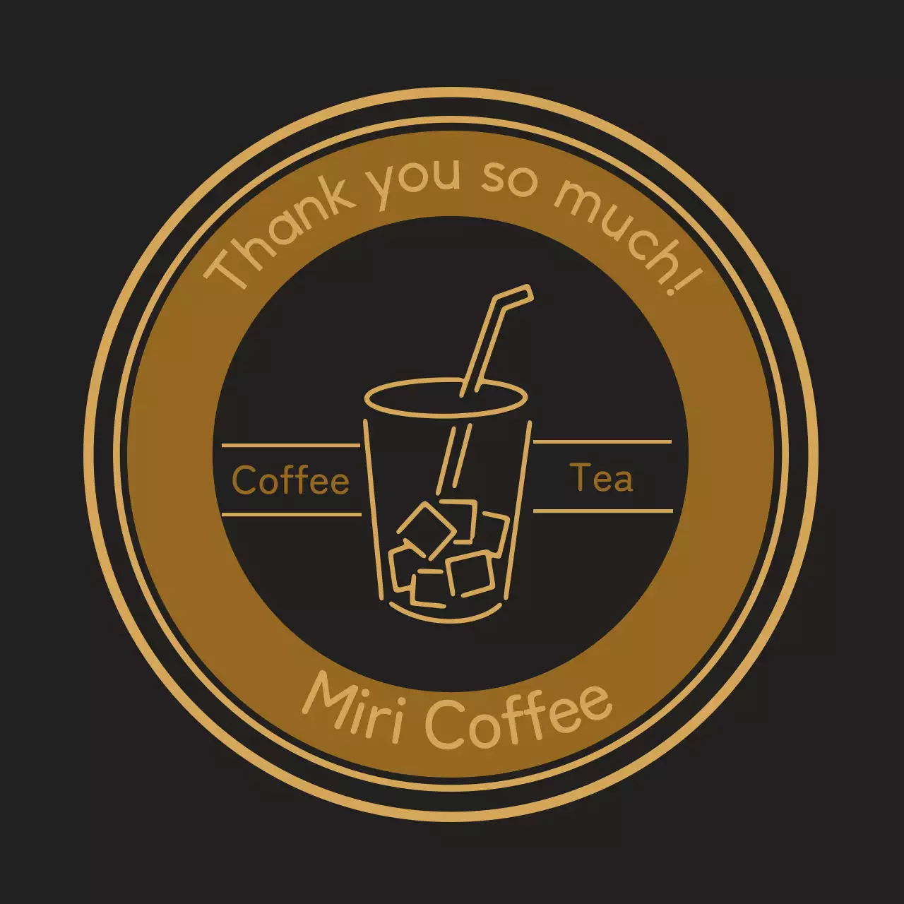 茶色 シンプル カフェ シール イラストテキスト