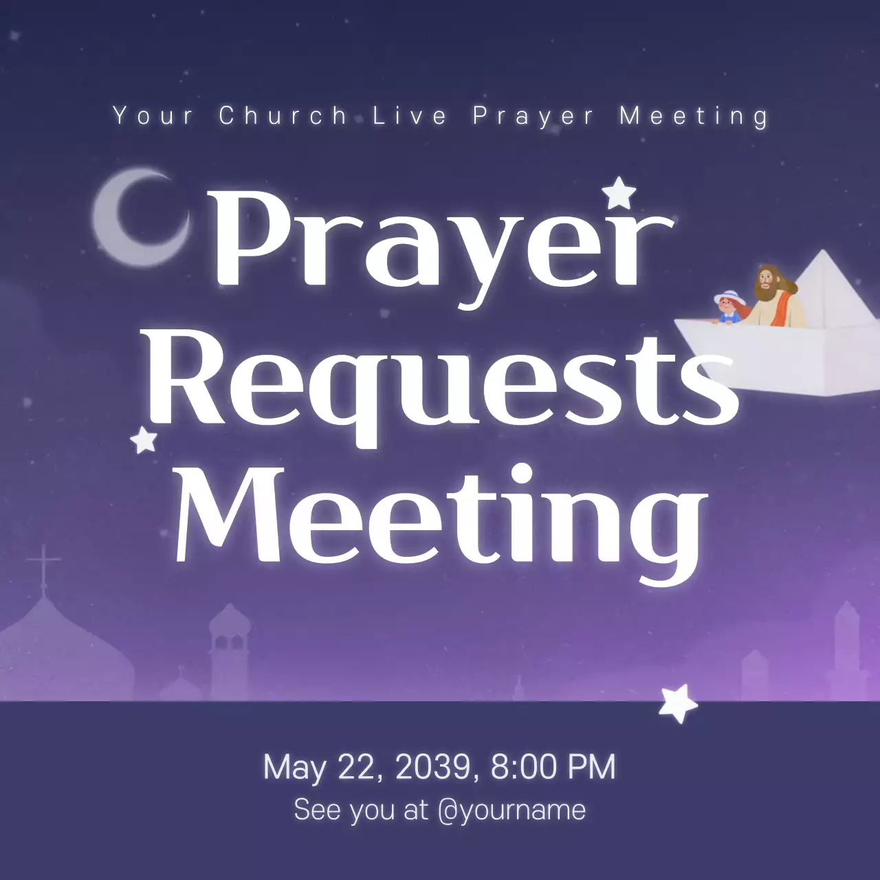 Purple Modern Prayer Announcement Instagram Post