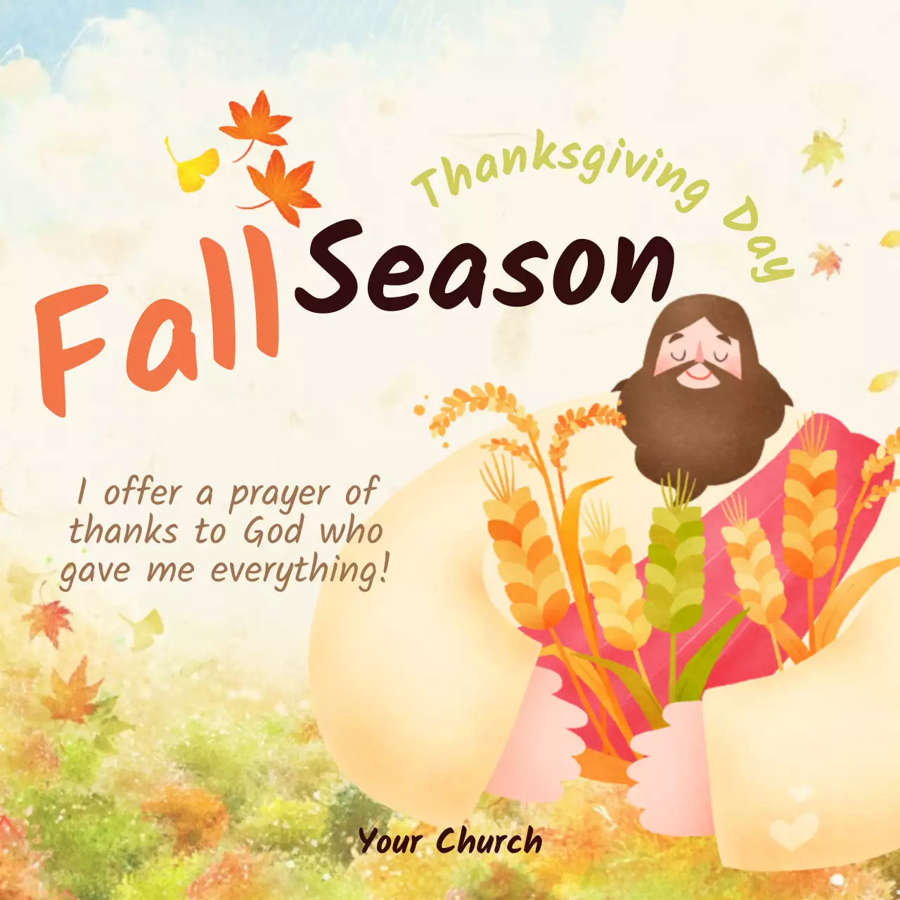 Bài đăng trên Instagram về thiệp mời Lễ Tạ ơn mang phong cách thẩm mỹ màu cam