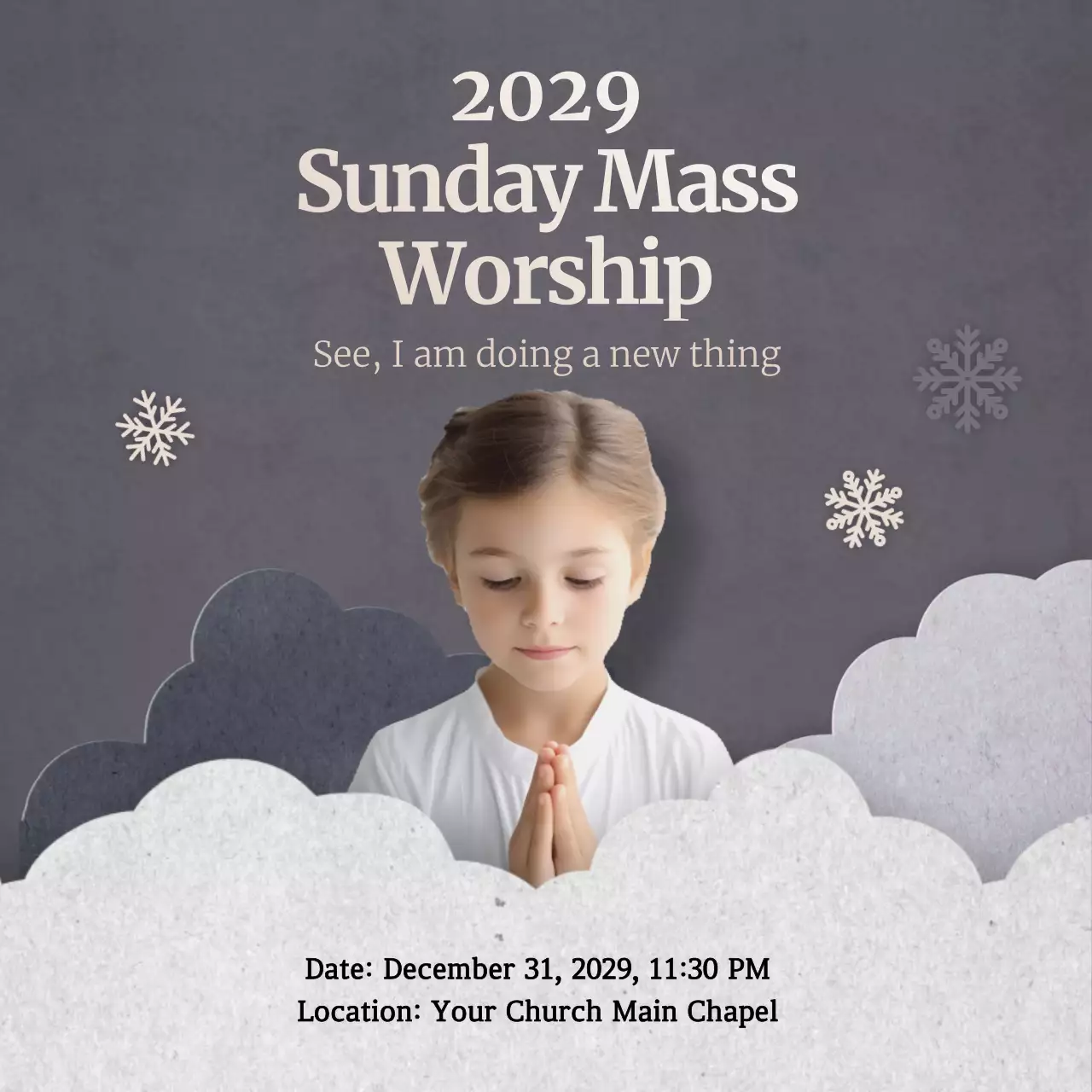 Grey Minimal Worship Invitation Instagram Post