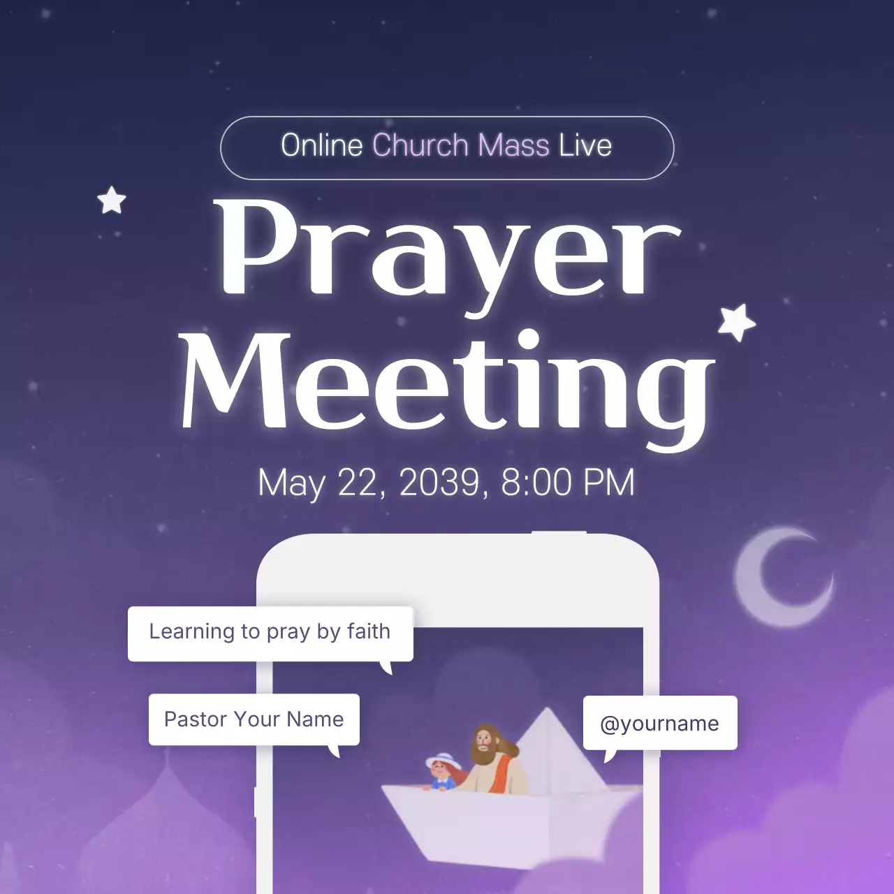 Purple Modern Prayer Announcement Instagram Post