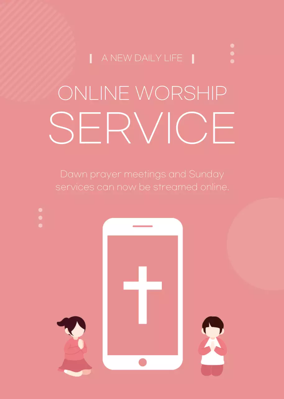Poster Pengumuman Ibadah Minimal Pink