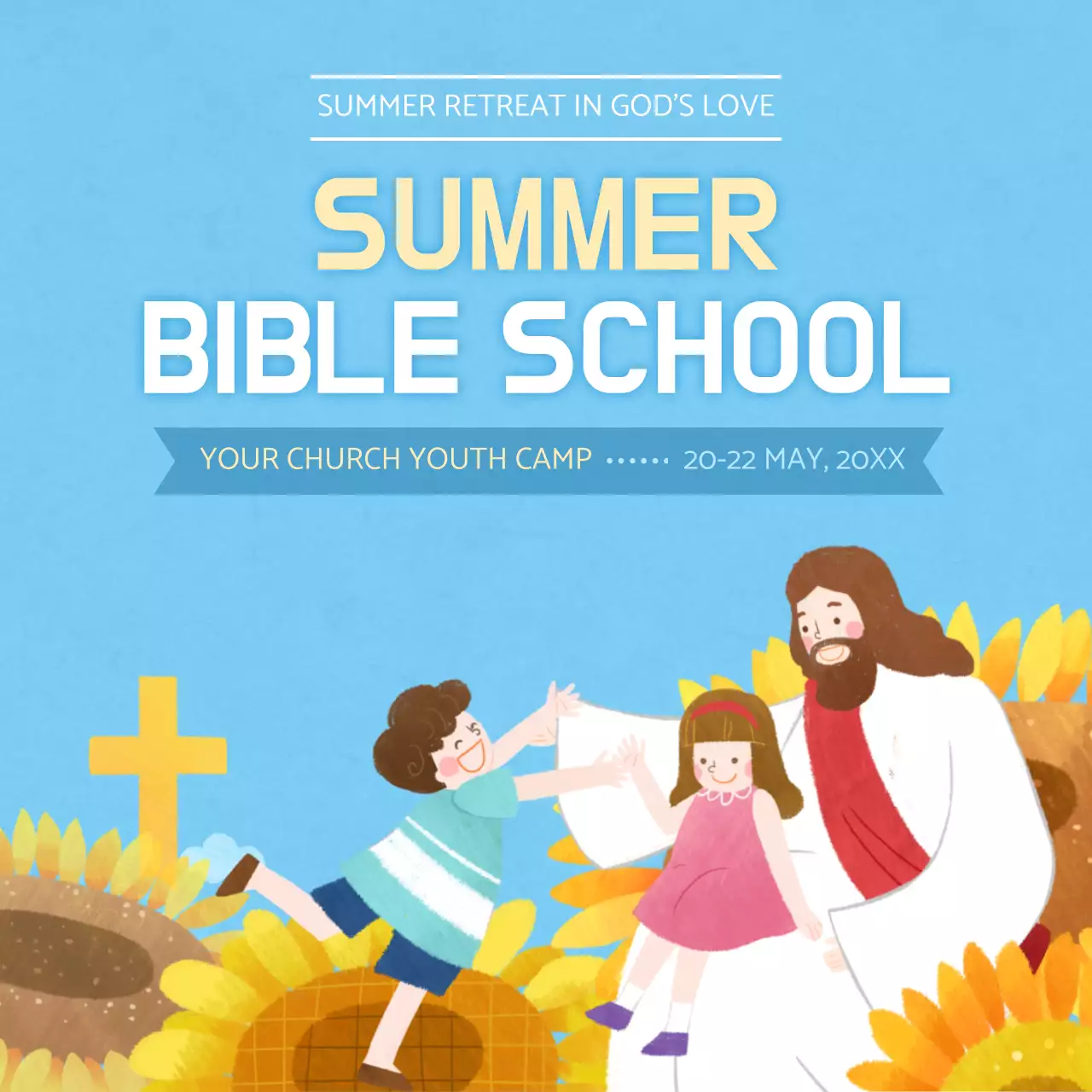 Blue Retro Bible School Promotion Instagram Post