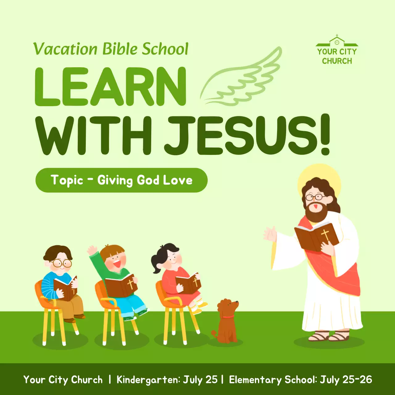 Green Simple Bible School Announcement Instagram Post