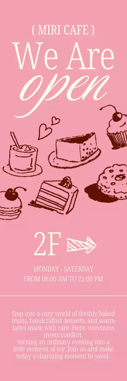 핑크 심플 카페 오픈